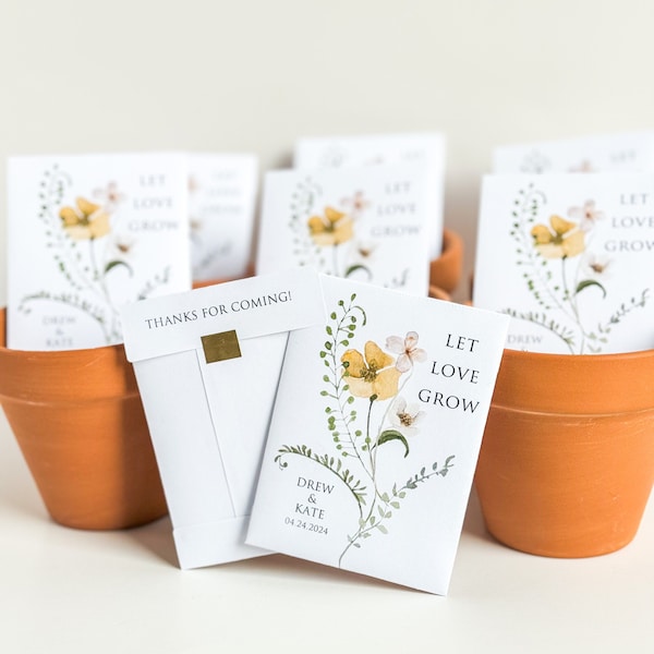 "Wildblumen Samen Paket Gastgeschenke: ""Let Love Grow"" Design."
