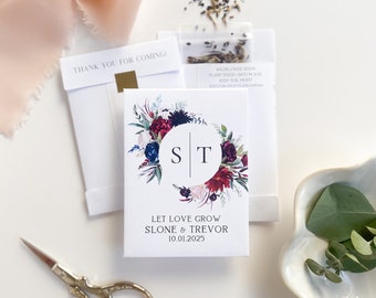 Let Love Grow - Personalized Seed Packet Wedding Favors. Plantable Wildflower Seed Packet Wedding Favors. Custom Seed Packet Favors. Favors