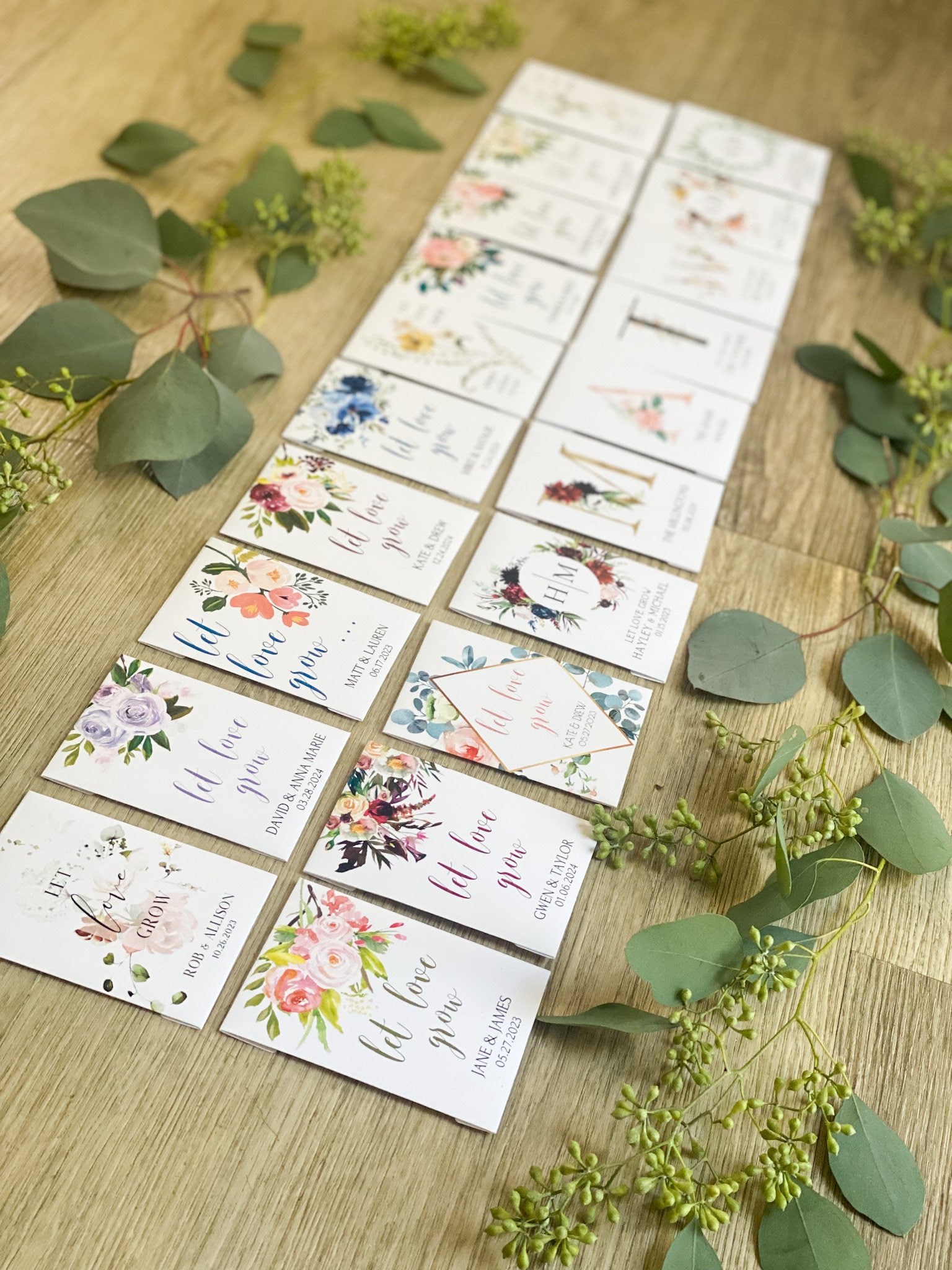 Let Love Grow- Custom Seed Wedding Favors Personalized SEALED with SEEDS INCLUDED, Wedding Favors, Elegant Wedding Favors, Florals, Favors