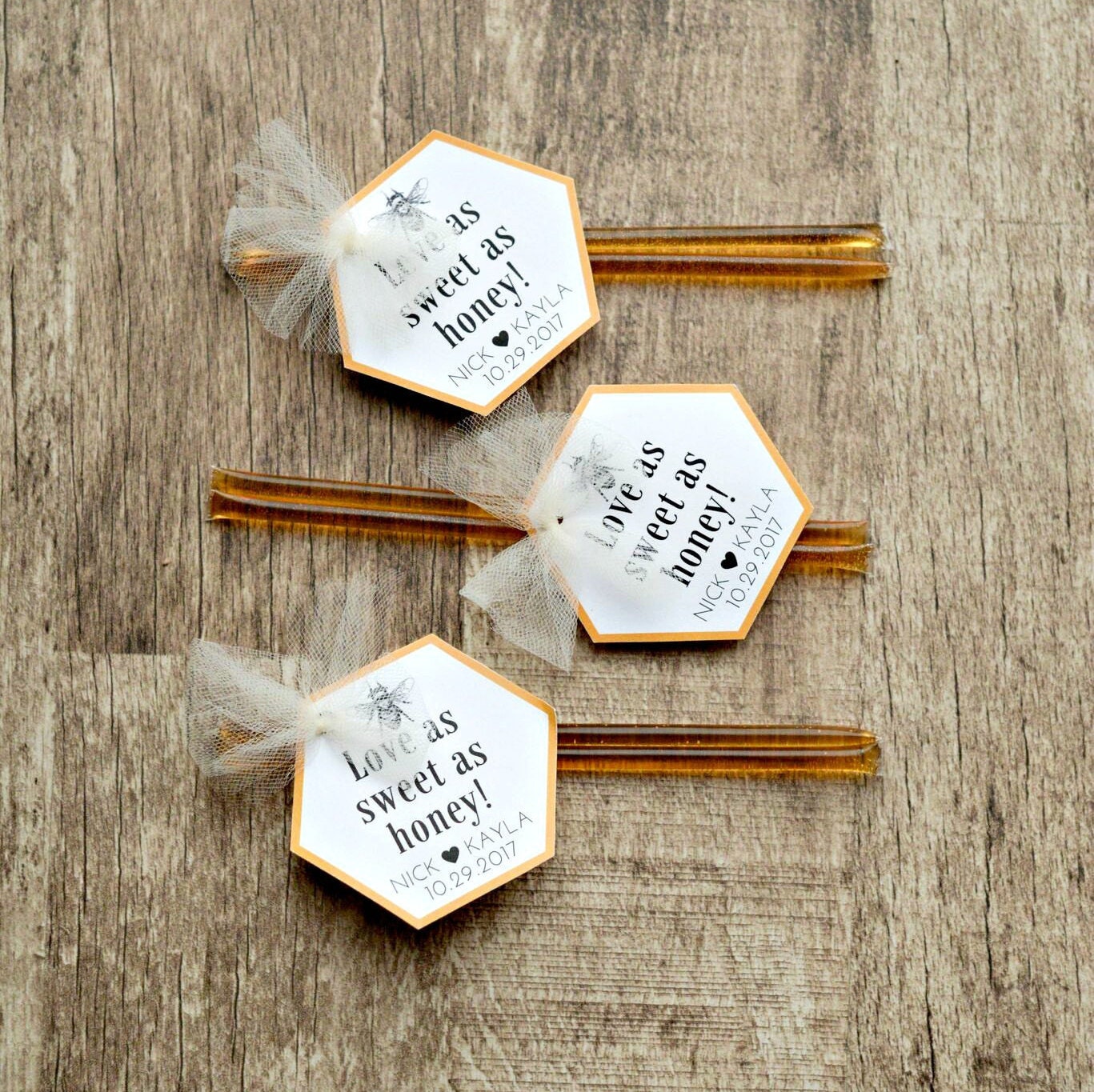 Custom Honey Stick Wedding Favors (50 Count), Wedding Favors for Guests, Bridal Shower Favors, Rustic Wedding Favors, Elegant Favors