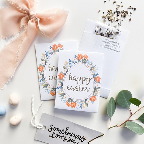 Personalisierte Ostersamen-Pakete | Wildblumensamen Gastgeschenke | Benutzerdefinierte Ostern Korb Stuffer | Frühlings-Gastgeschenk | Non Candy Oster Geschenk
