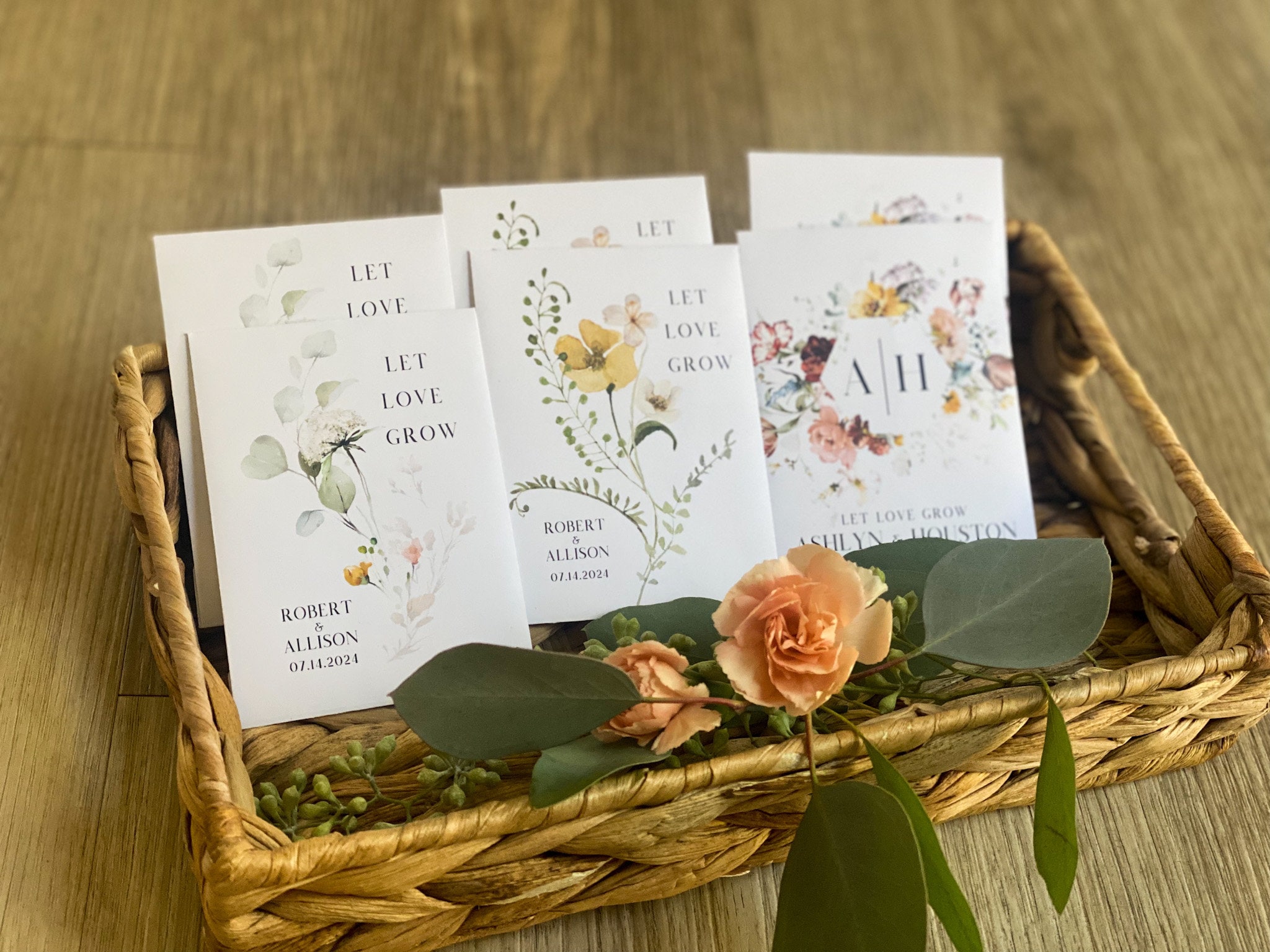Let Love Grow- Custom Seed Wedding Favors Personalized SEALED with SEEDS INCLUDED, Wedding Favors, Elegant Wedding Favors, Florals, Favors