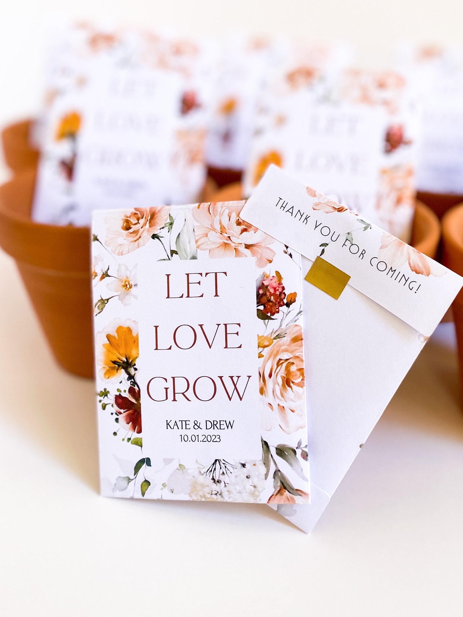 Let Love Grow- Custom Seed Wedding Favors Personalized SEALED with SEEDS INCLUDED, Wedding Favors, Elegant Wedding Favors, Florals, Favors