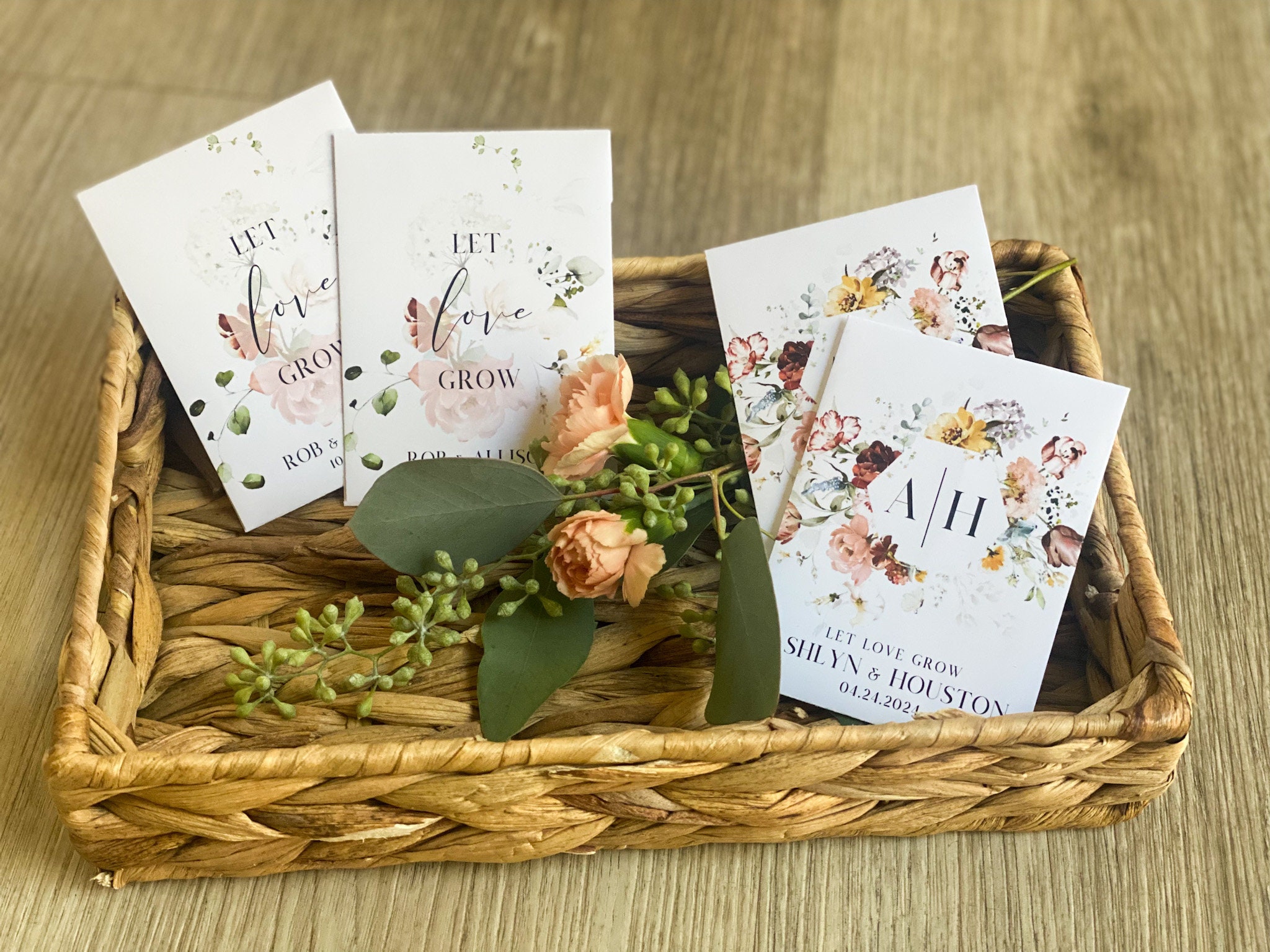 Let Love Grow- Custom Seed Wedding Favors Personalized SEALED with SEEDS INCLUDED, Wedding Favors, Elegant Wedding Favors, Florals, Favors