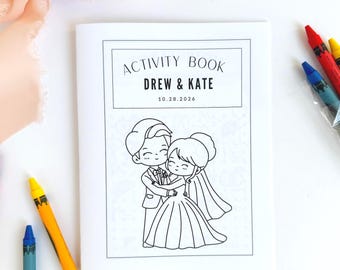 Custom Wedding Activity Book for Kids, Personalized Coloring Book, Kids Reception Table Activity, Flower Girl Ring Bearer Favor