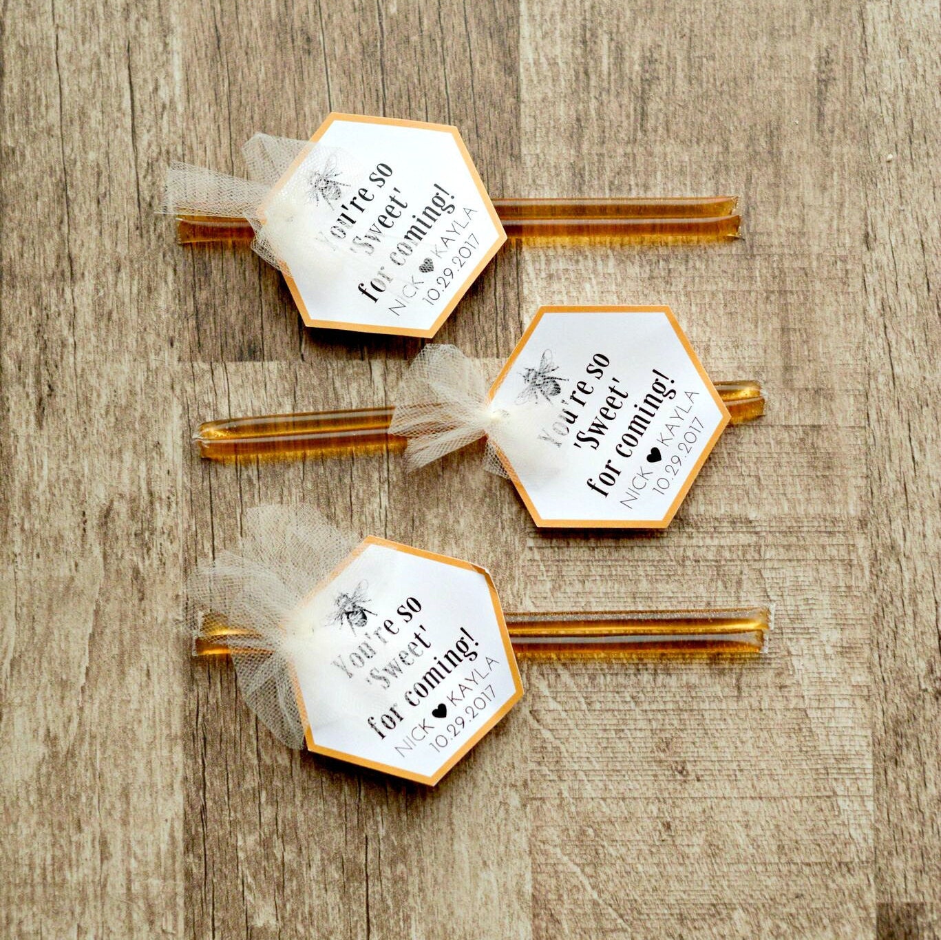 Custom Honey Stick Wedding Favors (50 Count)