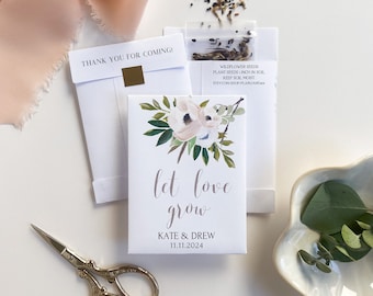 Personalized Wildflower Seed Packet Wedding Favors. Let Love Grow- Custom Seed Wedding Favors. Plantable Wedding Favors. Seed Packet Favors