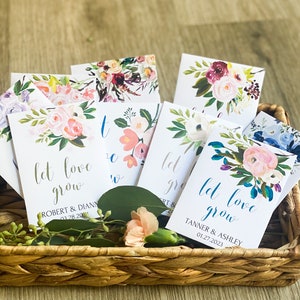Aangepaste Wildflower Seed Packet Gunsten - Gepersonaliseerde cadeaus voor gasten. Milieuvriendelijke trouwbedankjes, zaadpakketten, plantbare trouwbedankjes