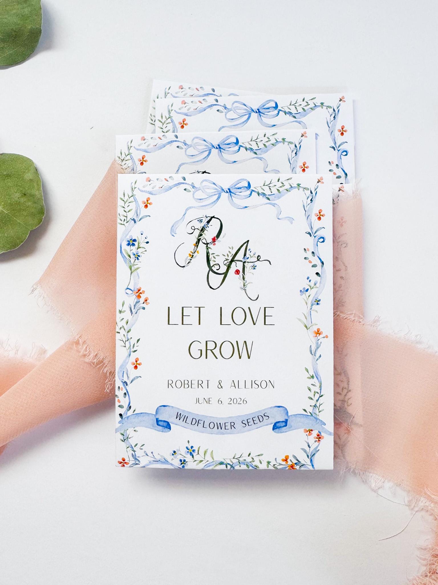 Whaline 200 Pack 'Let Love Grow' Wedding Favor Seed Packets - Self-Adhesive Kraft Envelopes For Flower Seeds, 3.5 X 2.4 Inches