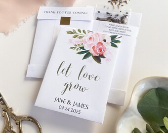 Let Love Grow - Personalized Seed Packet Wedding Favors. Plantable Wildflower Seed Packet Wedding Favors. Custom Seed Packet Favors. Favors