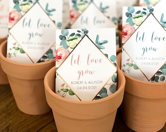 Let Love Grow- Custom Seed Wedding Favors Personalized SEALED with SEEDS INCLUDED, Wedding Favors, Elegant Wedding Favors, Florals, Favors