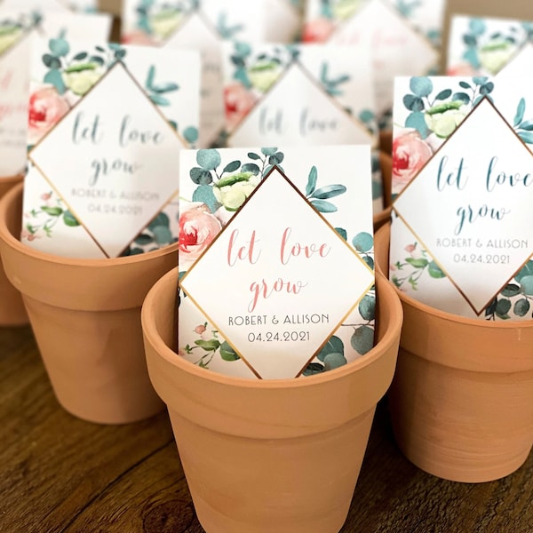 Let Love Grow- Custom Seed Wedding Favors Personalized SEALED with SEEDS INCLUDED, Wedding Favors, Elegant Wedding Favors, Florals, Favors