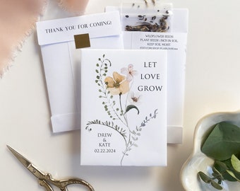 Let Love Grow- Custom Seed Wedding Favors. Plantable Wedding Favors. Seed Packet Party Favors. Flower Seed Packet Favors. Wildflower Seeds