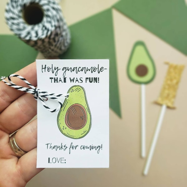 Holy Guacamole / Avocado Birthday Party Favor Tags