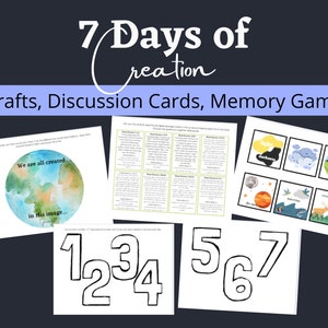 7 Days of Creation Activities - Scripture Readings, Discussion Questions, Memory Game, Crafts
