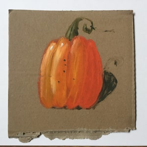 Óleo de autor sobre cartón, decoración del hogar, calabaza.
