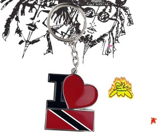 Caribbean Island Dominica St.Vincent Trinidad St.Lucia Barbados Jamaica Cuba Curacao I love you Flag Design Keyring Birthday Gift Christmas