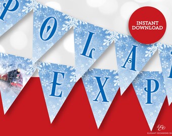 Christmas Train Holiday Banner for Holiday Party DIY Printable INSTANT DOWNLOAD