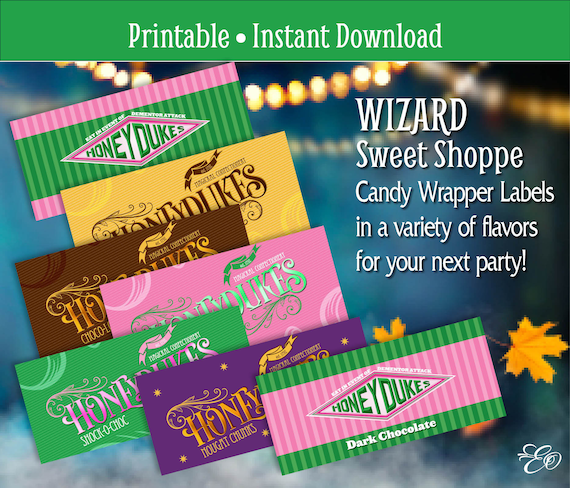diy printable wizard sweet shoppe candy bar wrappers for etsy india