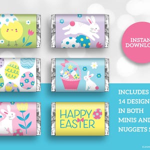 Easter Miniature Candy Bar Wrapper Bundle for Easter Party or Easter Egg Hunt DIY Printable INSTANT DOWNLOAD