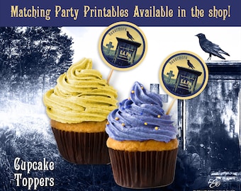 Edgar Allen Poe The Raven Halloween Party Cupcake Toppers DIY Printable INSTANT DOWNLOAD