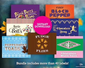 Wizard Sweet Shoppe Treat Topper Food Tent Bundle for Birthday or Halloween Party DIY Printable INSTANT DOWNLOAD