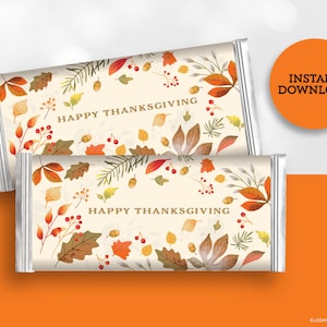 Thanksgiving Candy Bar Wrappers DIY Party Favor Printable INSTANT DOWNLOAD