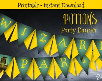 Wizard Potions Party Banner for Birthday or Halloween Party DIY Printable INSTANT DOWNLOAD