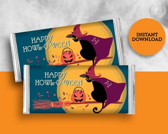 Envoltorios de caramelos de bruja retro vintage para Halloween, para imprimir y DESCARGAR INSTANTÁNEAMENTE