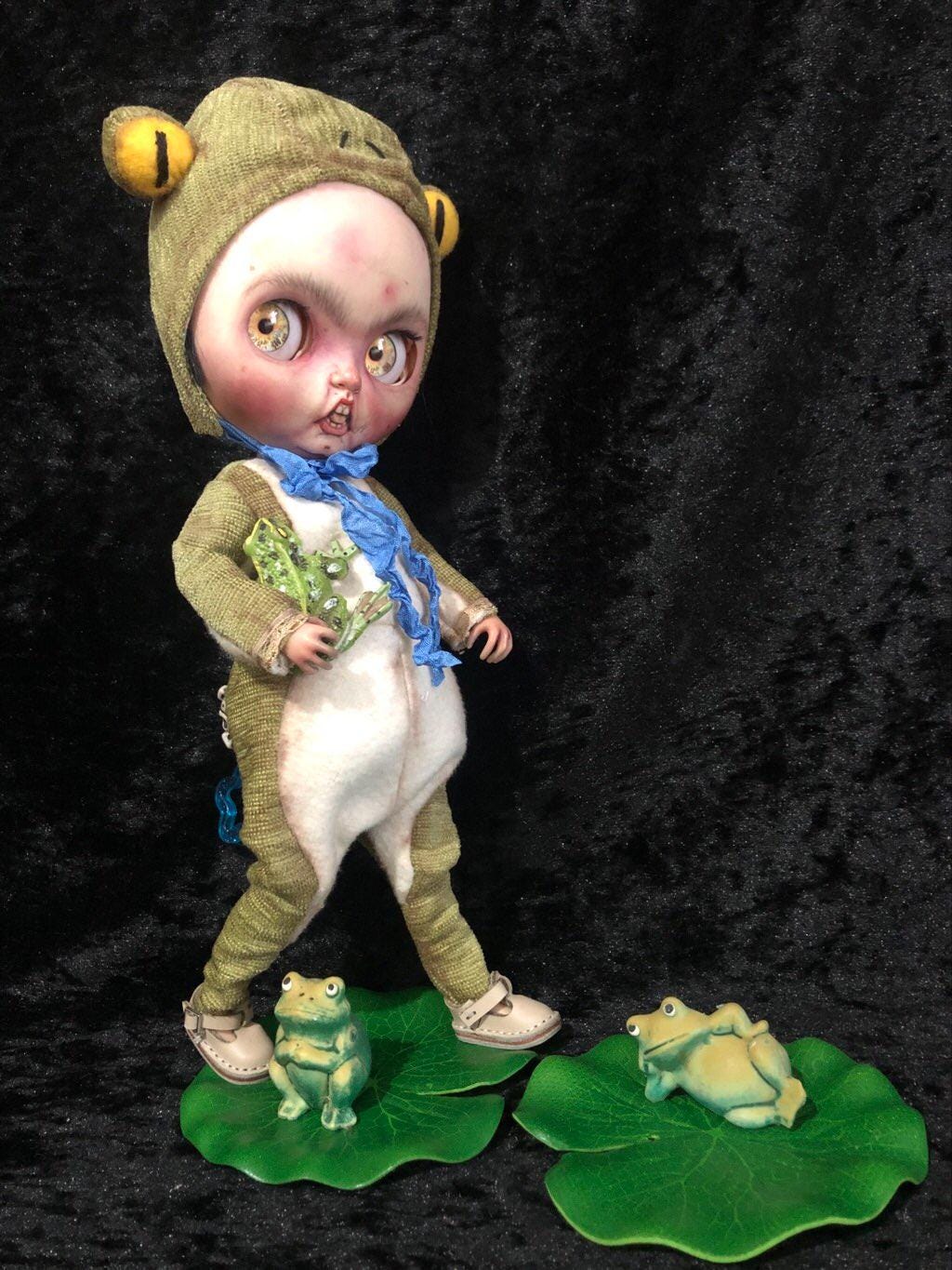 12インチのブライス人形用の手作り2ピースの緑色のヴィンテージ風