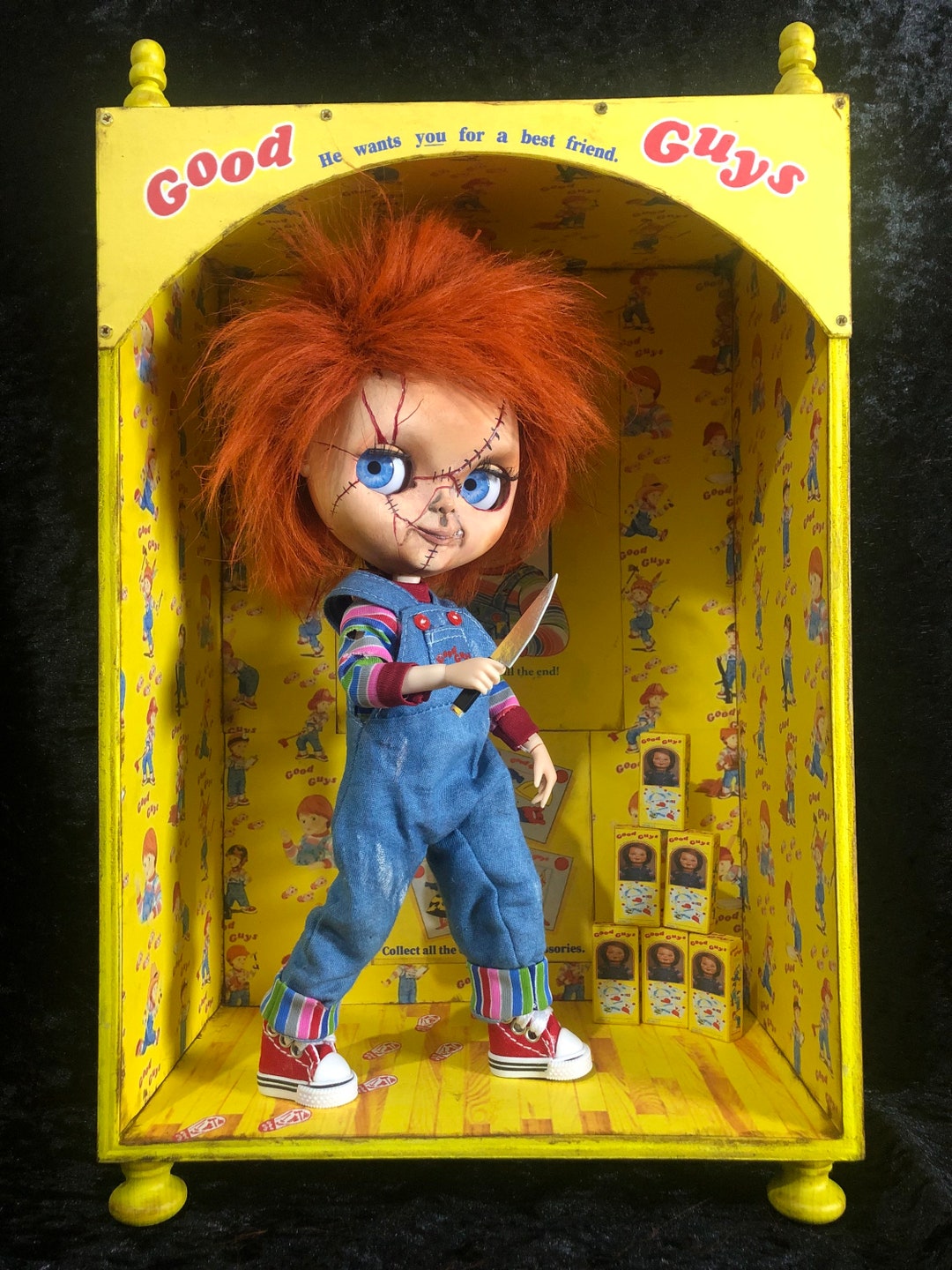 Handmade Wooden Chucky Themed good Guys Diorama/room Box/photoprop/display Custom Chucky Blythe