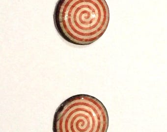Handmade resin eyechips 14mm for blythe dolls  ‘red and white spirals’ clown eyes for 12”blythe