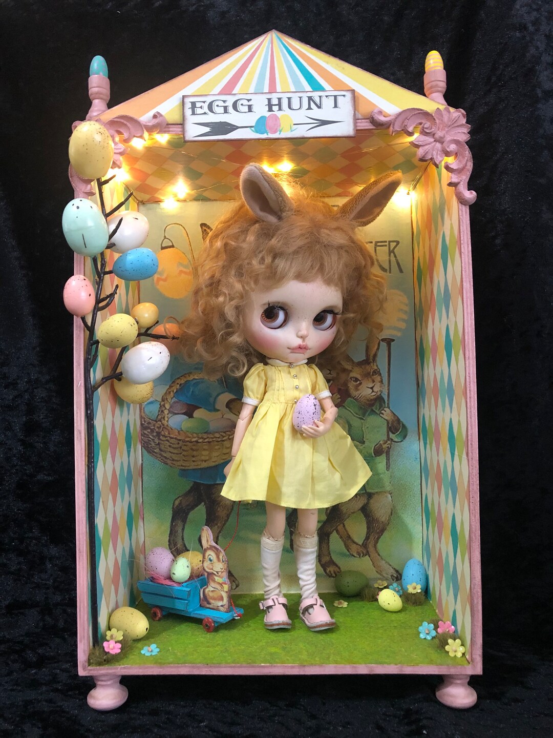 Handmade Wooden Easter Bunny Themed egg Hunt Room Box/photoprop/display ...