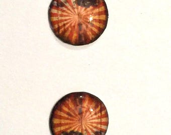 Handmade resin eyechips 14mm for blythe dolls ‘coloured circus stripes red and white dirty’ clown eyes