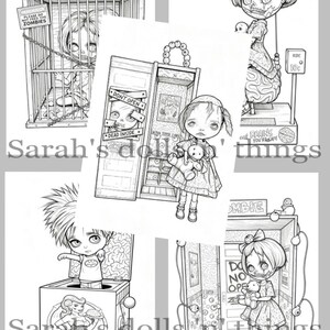 Peut inclure: Une collection de quatre illustrations en noir et blanc au trait repr&eacute;sentant des personnages stylis&eacute;s dans divers d&eacute;cors, dont un zombie en cage, une poup&eacute;e avec un ours en peluche, une bo&icirc;te &agrave; musique Zombie Glamour et un personnage.