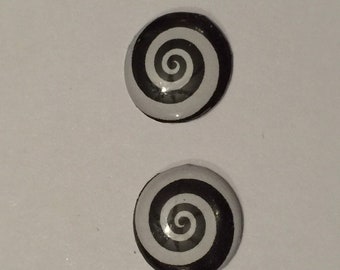 Handmade resin eyechips 14mm for blythe dolls ‘Black swirls’ Emo goth Tim burton clown eyes  for 12”blythe dolls