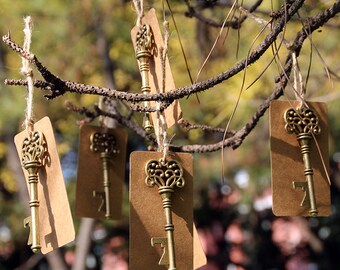 50pcs Vintage keys Bronze Bottle Openers w/ Thank you Tag Decor Gift Escort Card Wedding Favor