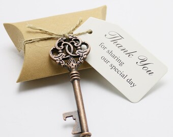 100 Wedding Favors Candy Favor Boxes Skeleton Key Shaped Bottle Openers Thank you sharing Tags Rustic Christmas Decoration Shaby Chic #1450