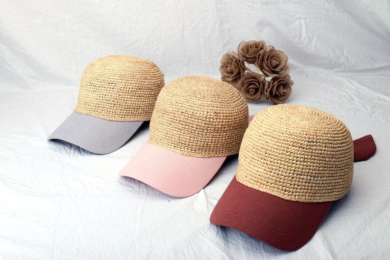 Natural Raffia Baseball Cap for Women Summer Straw Sun Hats Bridesmaid Bride Bachelorette Gift Wedding Favors