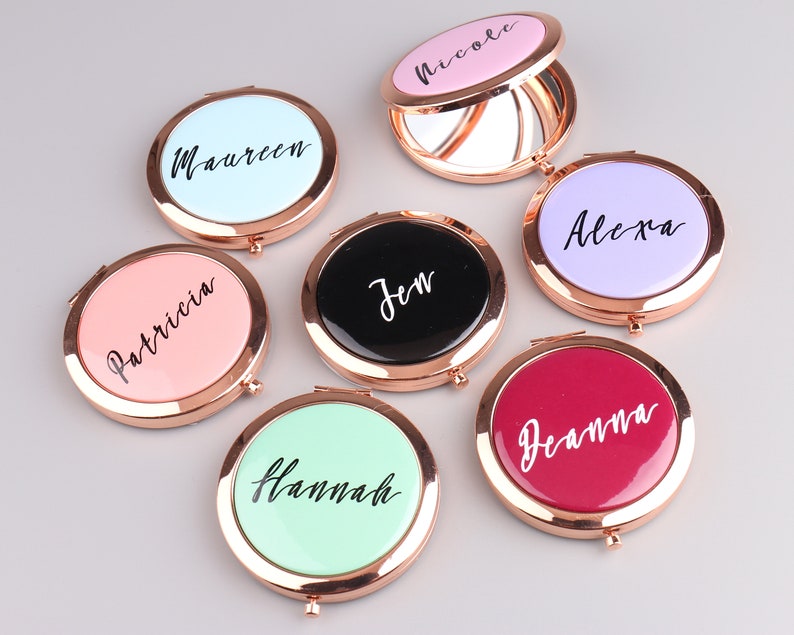 Personalized Compact Mirror Bridesmaid Gift Logo Any Image image 5
