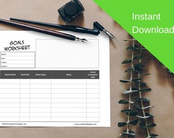 Goal Worksheet Planner Printable -  Instant Download - Goal Sheet - Smash Your Goals and Have FUN - Productivity - Motivation