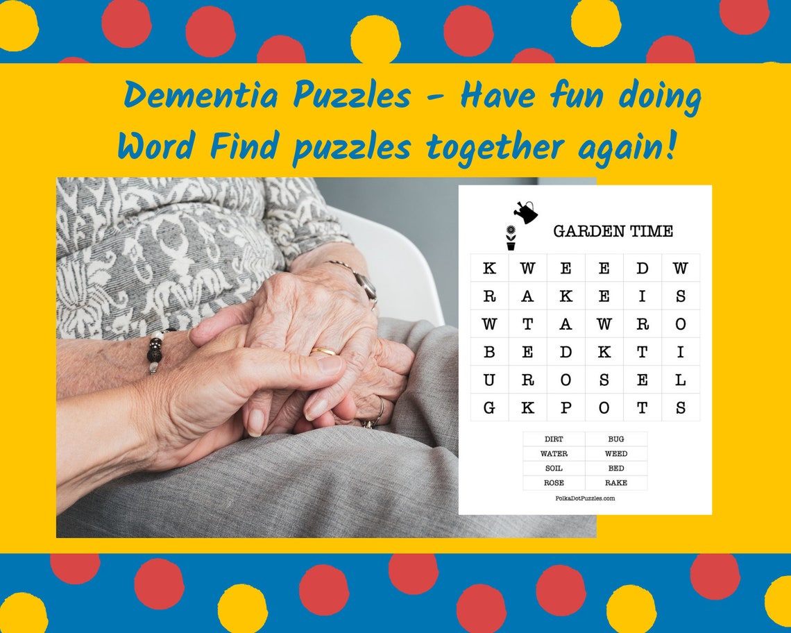 Dementia Puzzles GARDEN Printable Word Find Puzzles 3 Skill Levels Easy