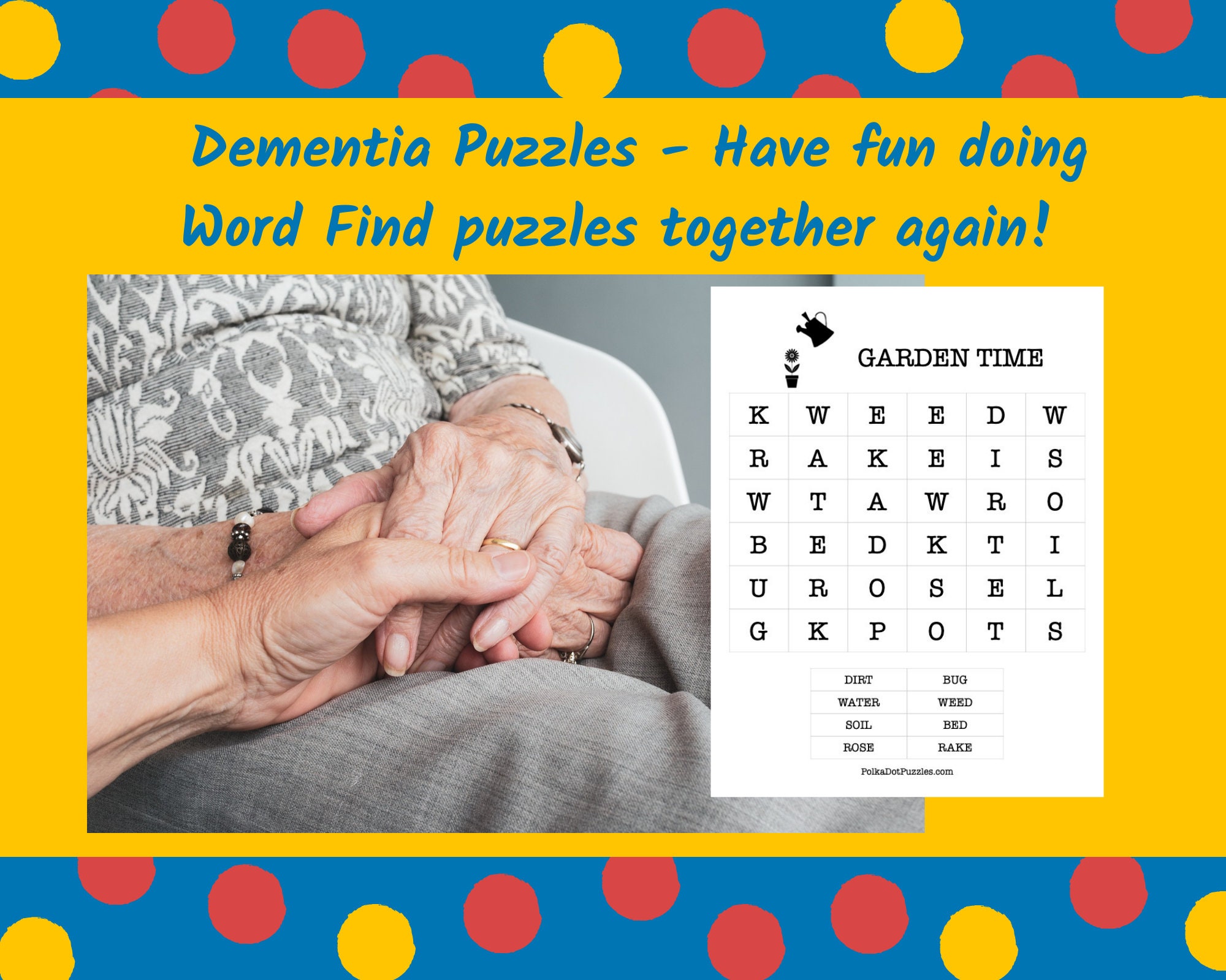 Dementia Puzzles GARDEN Printable Word Find Puzzles 3 Skill Levels Easy
