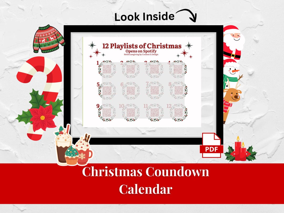 Christmas Countdown Calendar- Color -printable 12 Days of Christmas ...