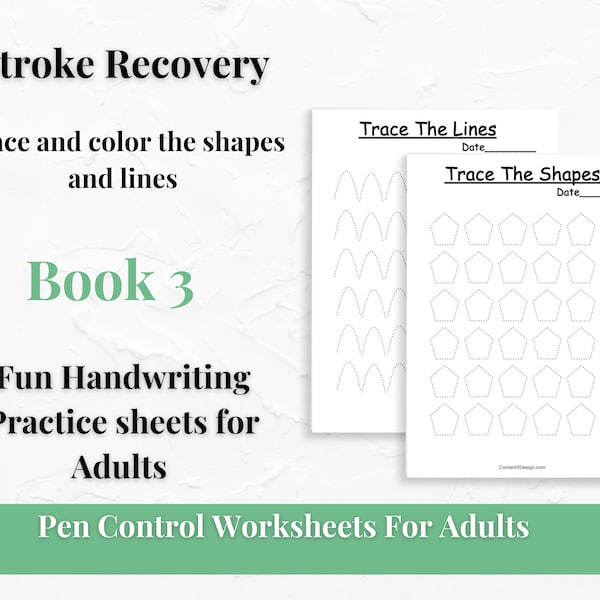 Stroke Recovery Activity Book 3| Adult Handwriting Practice| Dementia Activities|  INSTANT DOWNLOAD| Pen Control