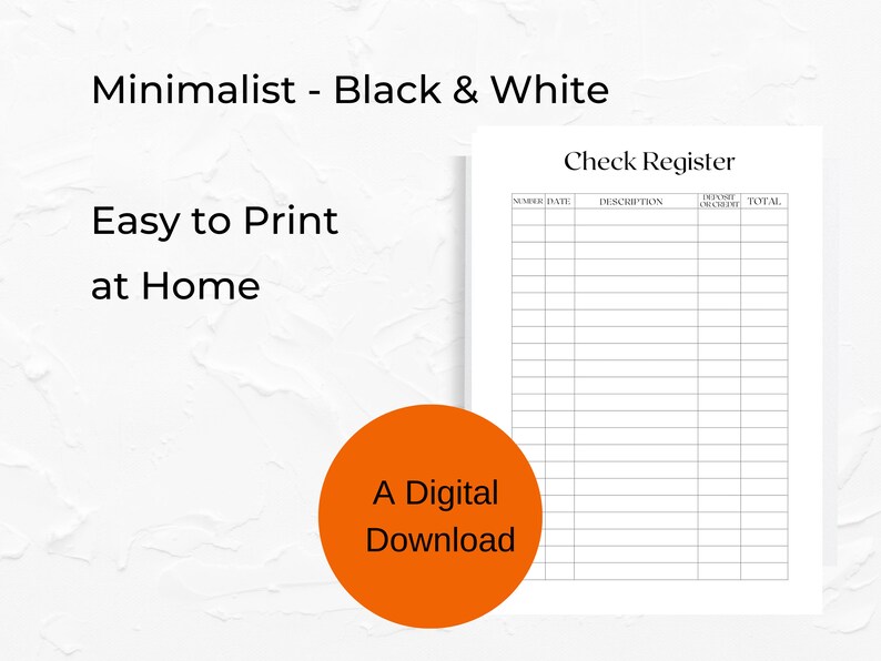 Best Large Print Checkbook Register, Printable Check Register, Perfect