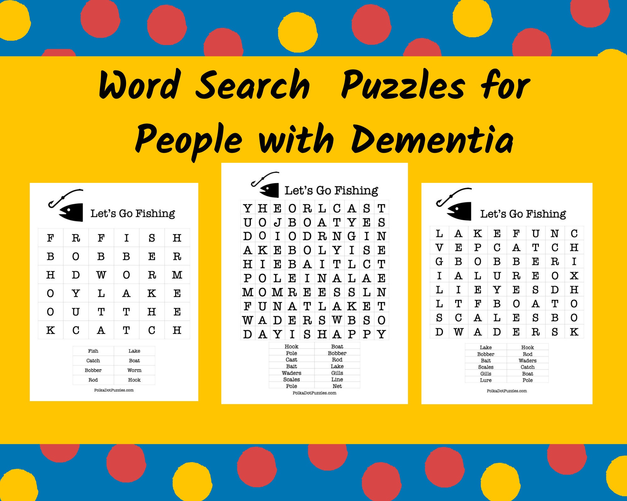Dementia Puzzles FISHING Easy Word Search Puzzle INSTANT - Etsy