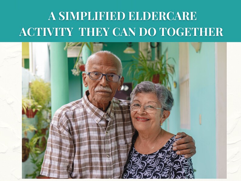 May include: An older couple smiles at the camera while standing in a courtyard. The man is wearing a plaid shirt and glasses. The woman is wearing a black and white patterned shirt and glasses.