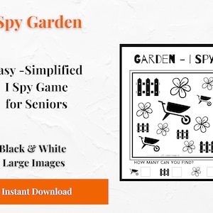 Search and Find -Garden Game – Easy Large Print Activity for Low Vision, Seniors, Dementia | Bold & Simple | Instant Download Instant Fun!