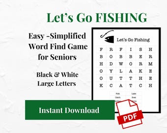 Demenz-Puzzles FISCHEN, vereinfachtes Wortsuchpuzzle, perfekt für Gedächtnispflege, Demenz-Aktivitäten, Großdruck, Schlaganfall-Erholung und mehr